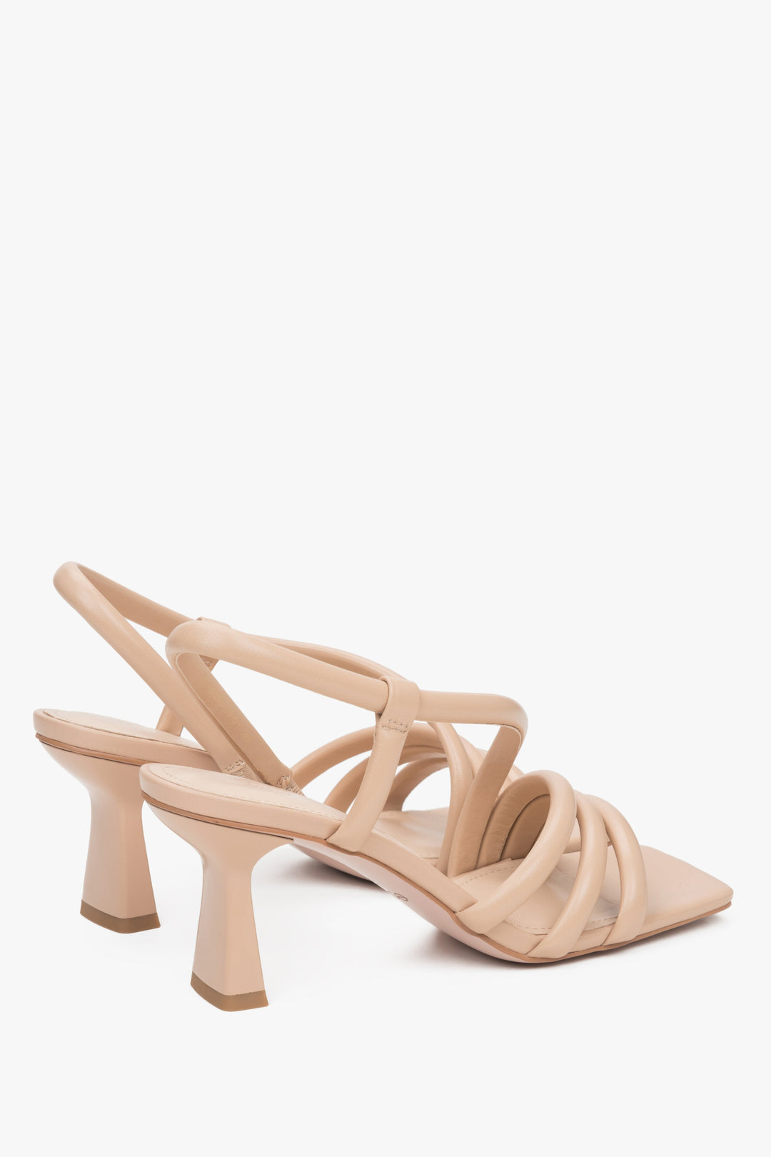 Damen-Sandalen aus Leder in Beige mit elastischem Riemen – Estro ER00117095