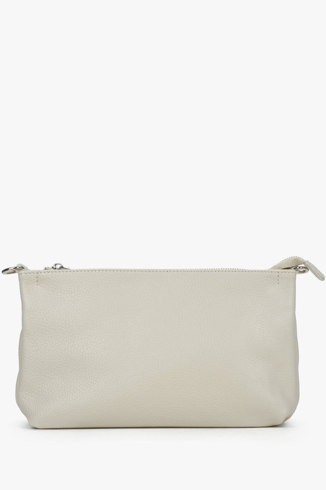 Hellbeige Damen-Leder-Umhängetasche von Estro mit Reißverschluss.