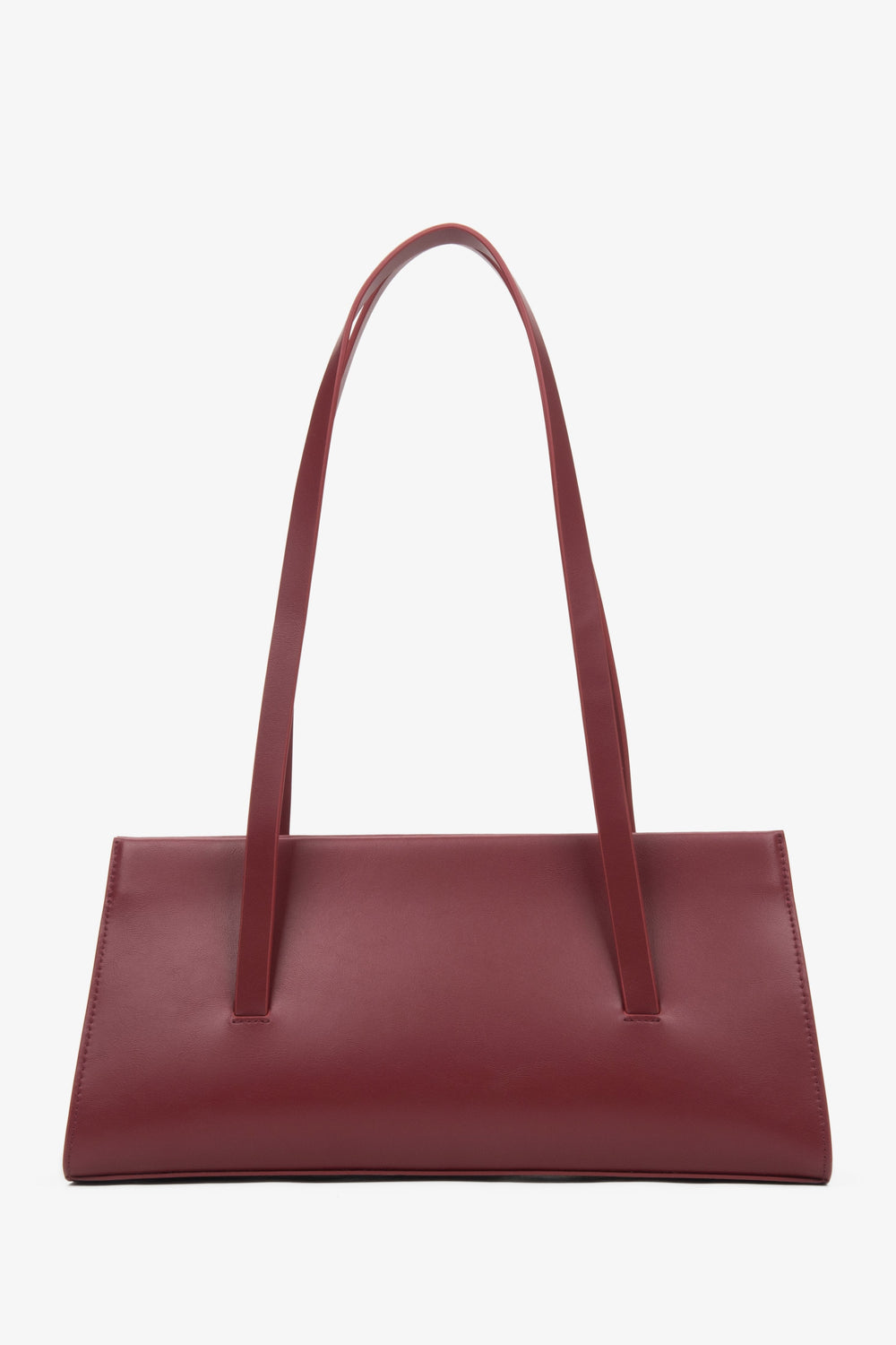 Damen-Schultertasche aus bordeauxrotem Leder mit langen Henkeln Estro ER00116884.