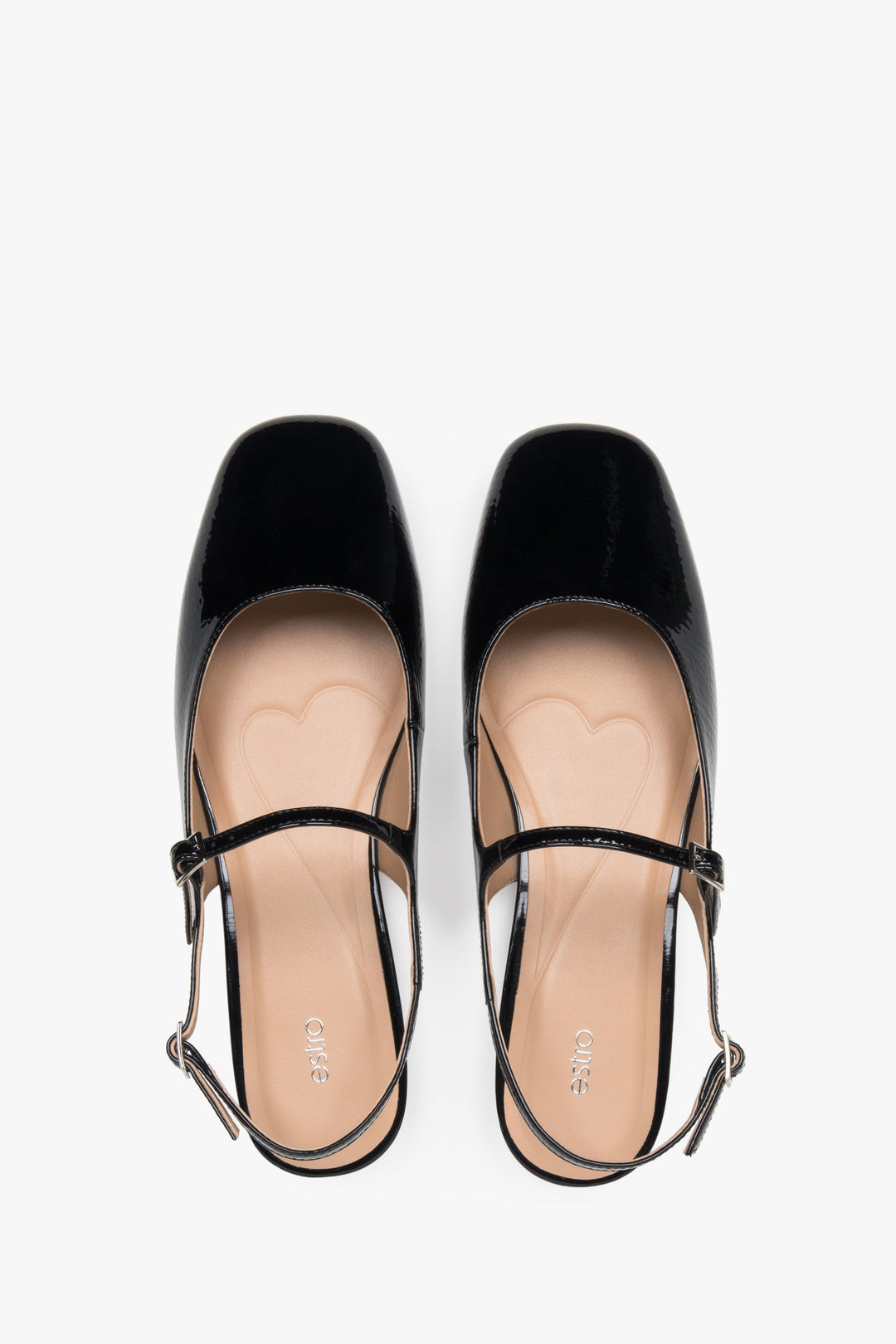 Damen-Slingbacks von Estro aus schwarzem Lackleder.