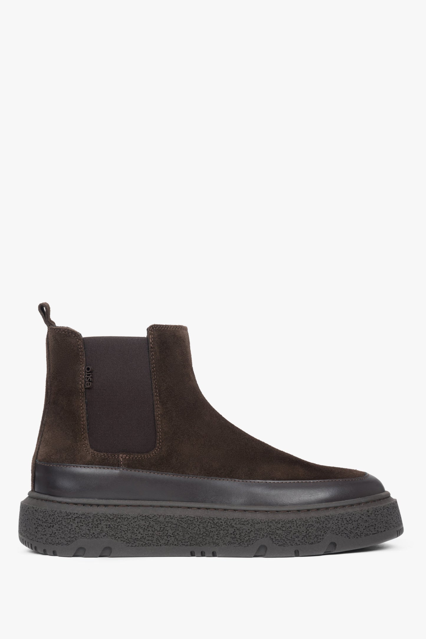 Damen Winter Chelsea Boots aus dunkelbraunem Veloursleder mit Fell Estro ER00117959