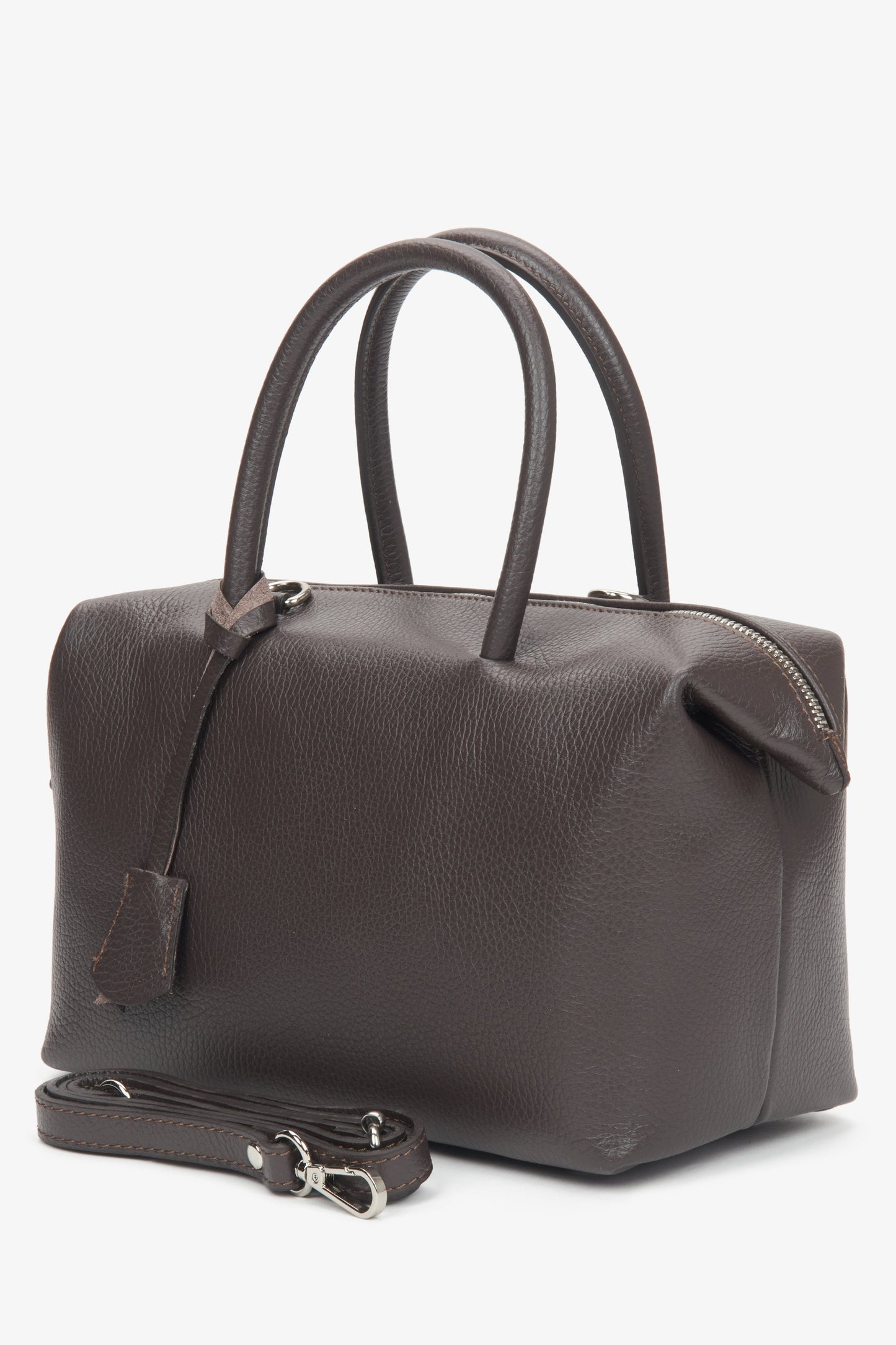 Dunkelbraune Damen-Satchel-Tasche aus edlem italienischem Echtleder Estro ER00116700