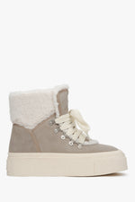 Graue Damen-Stiefelette aus Velours für den Winter ES8 ER00115190.