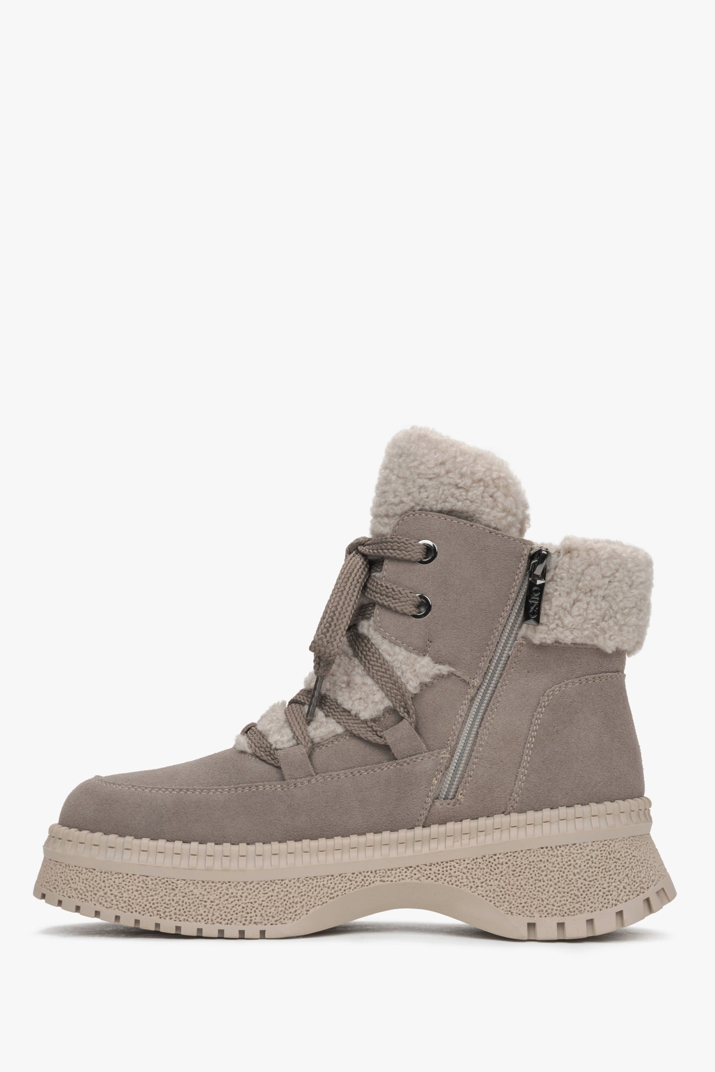 Damen-Winterstiefeletten in Grau mit Isolierung von Estro – Seitenlinie des Schuhs.