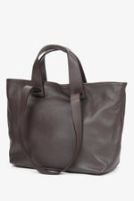 Großer dunkelbrauner Damen-Shopper aus edlem italienischem Echtleder Estro ER00116369.