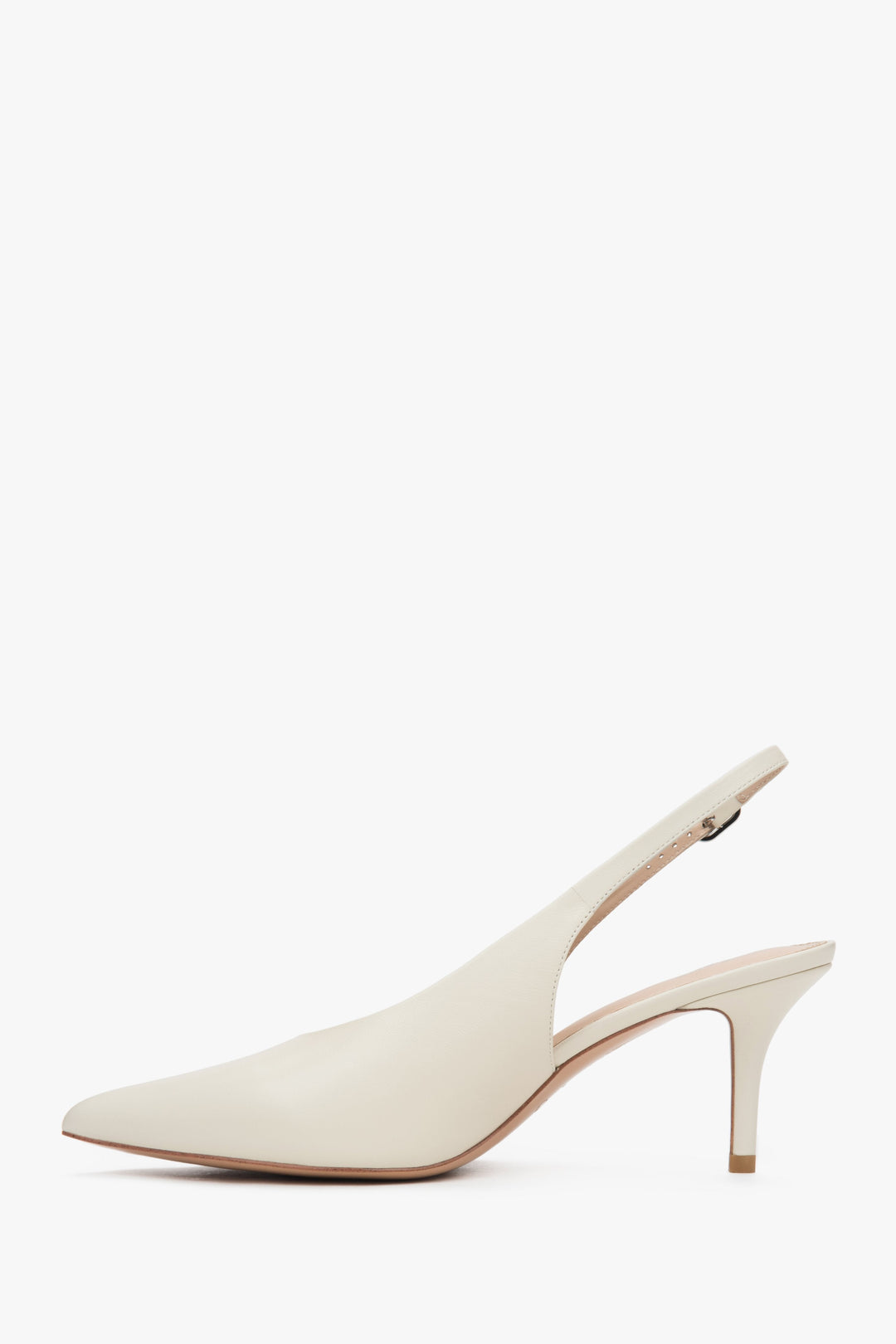 Seitliche Ansicht der hellbeigen Leder Slingback-Pumps Estro ER00117232