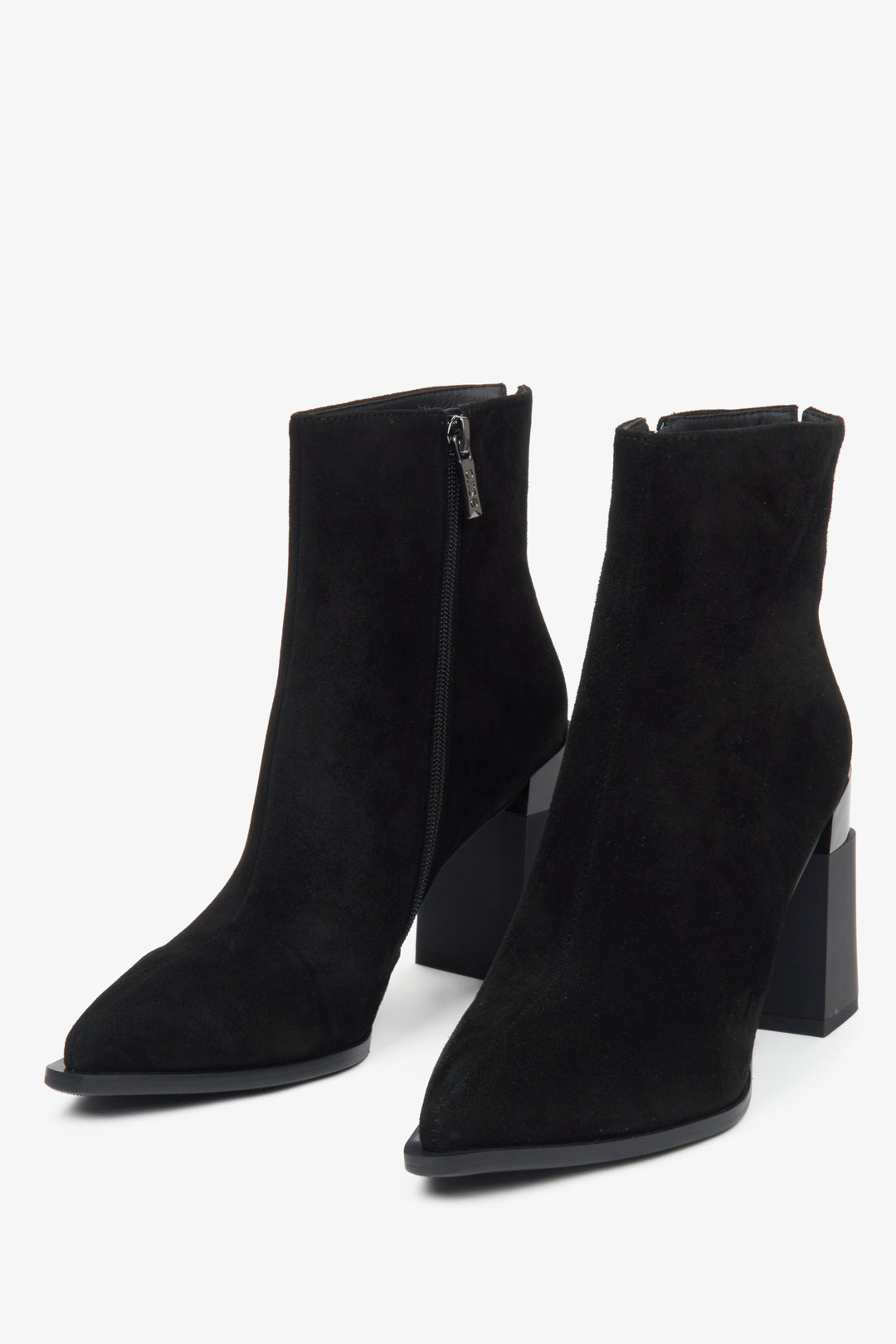 Schwarze Velours Stiefeletten für Damen mit elegantem Absatz Estro ER00115877