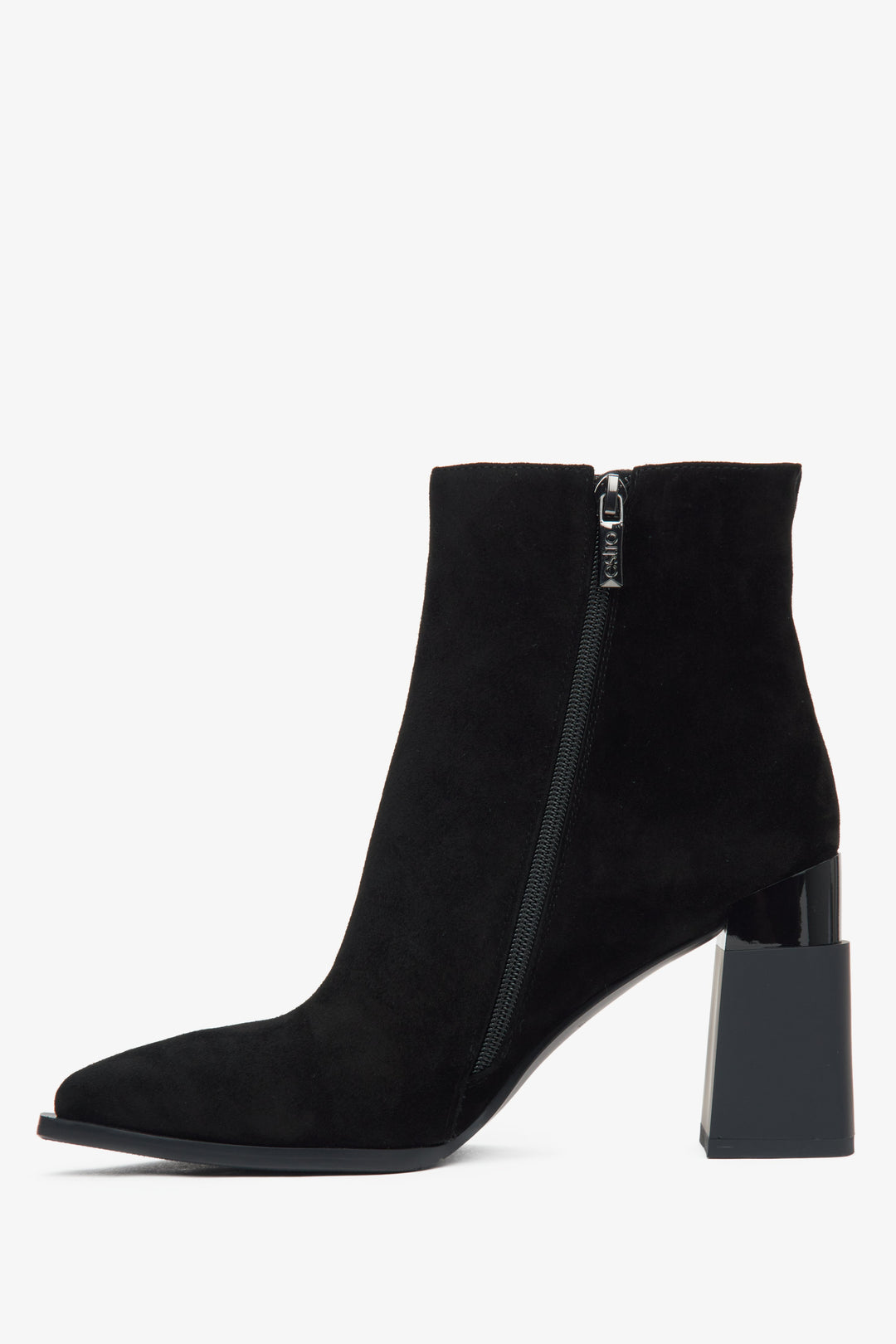 Klassische schwarze Damenstiefeletten mit Futter und Absatz Estro ER00115877