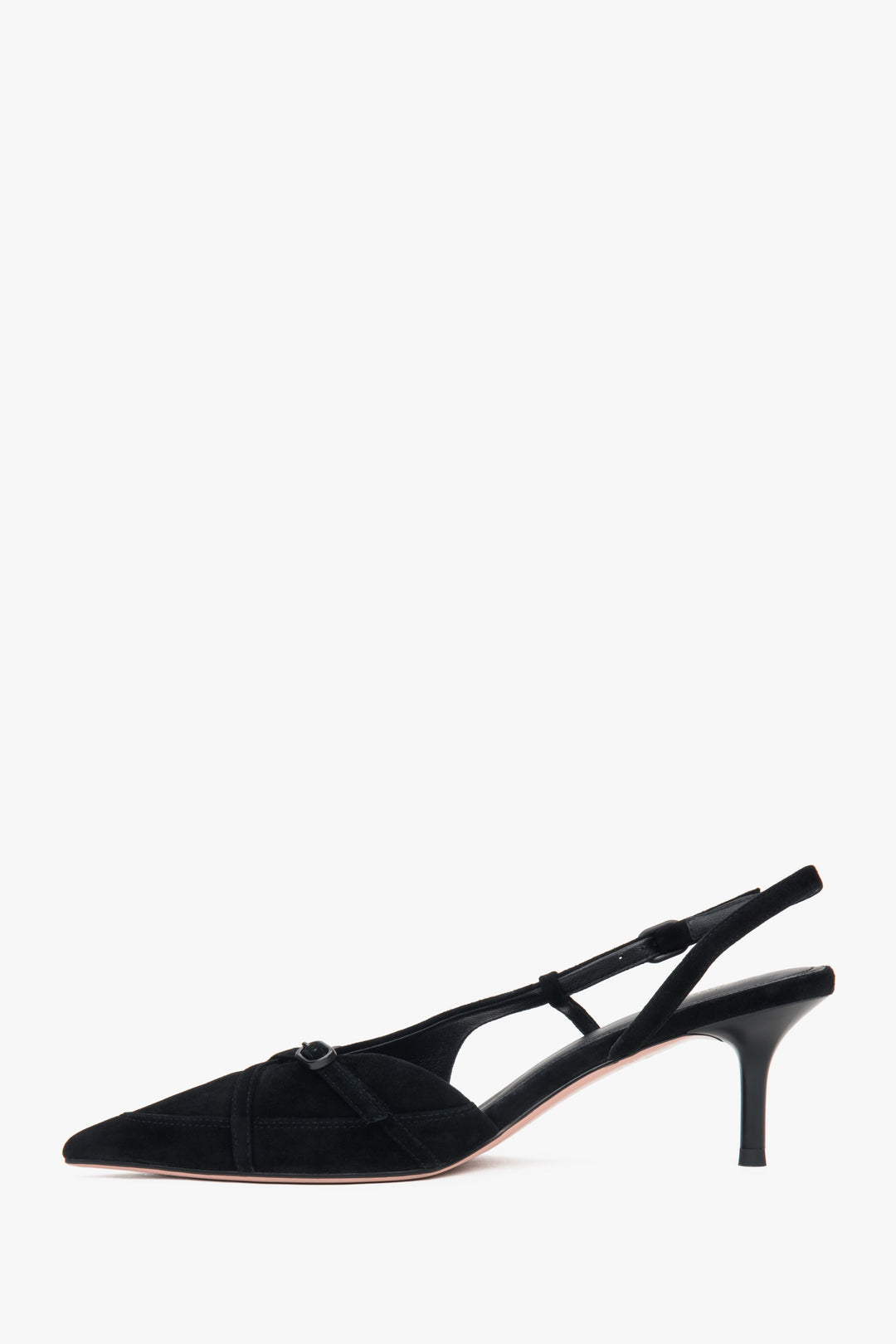 Estro Damen-Slingbacks aus schwarzem Velours mit niedrigem Absatz.