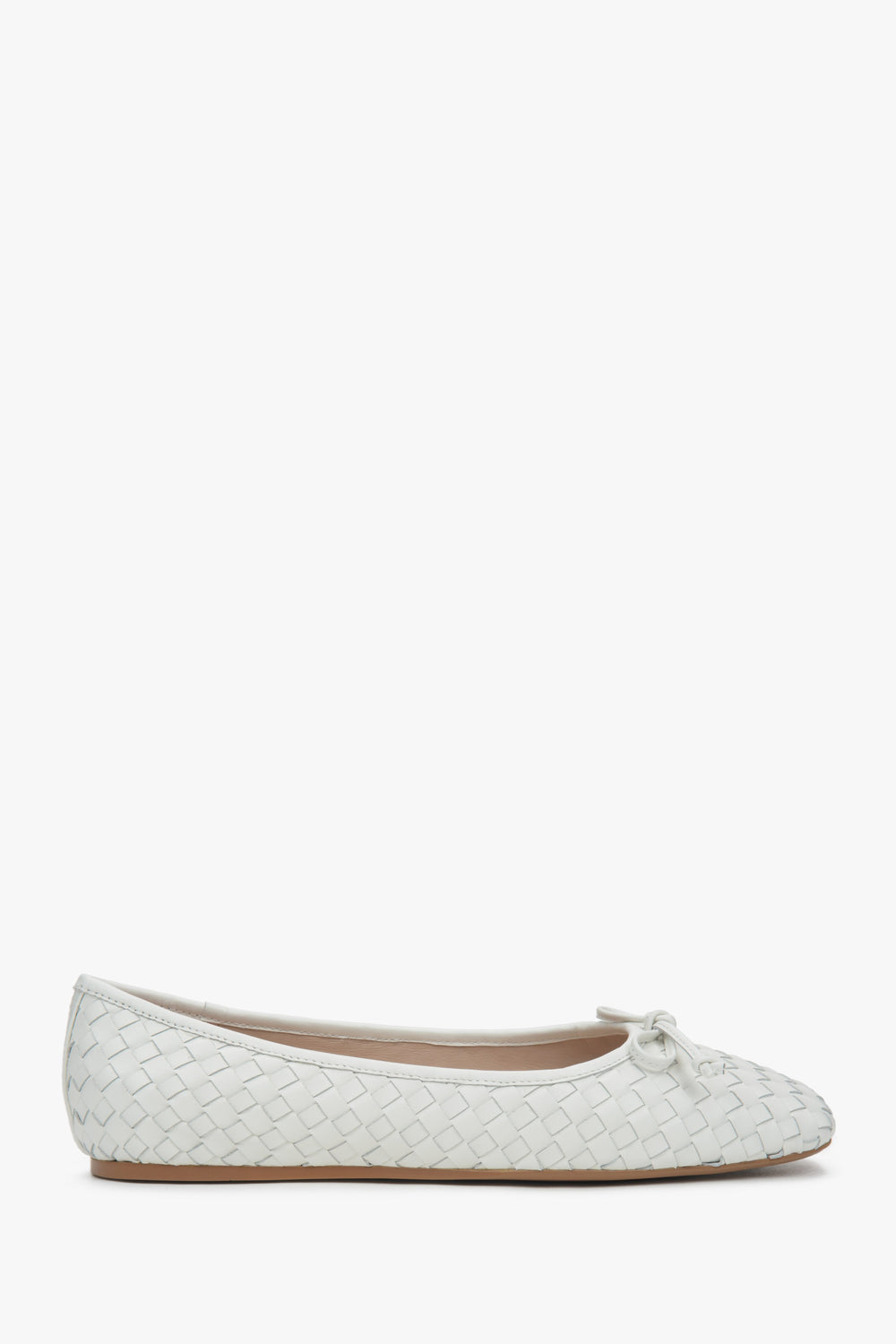 Weiße Damen Ballerinas aus geflochtenem Leder Modell Estro Seitenansicht ER00117155