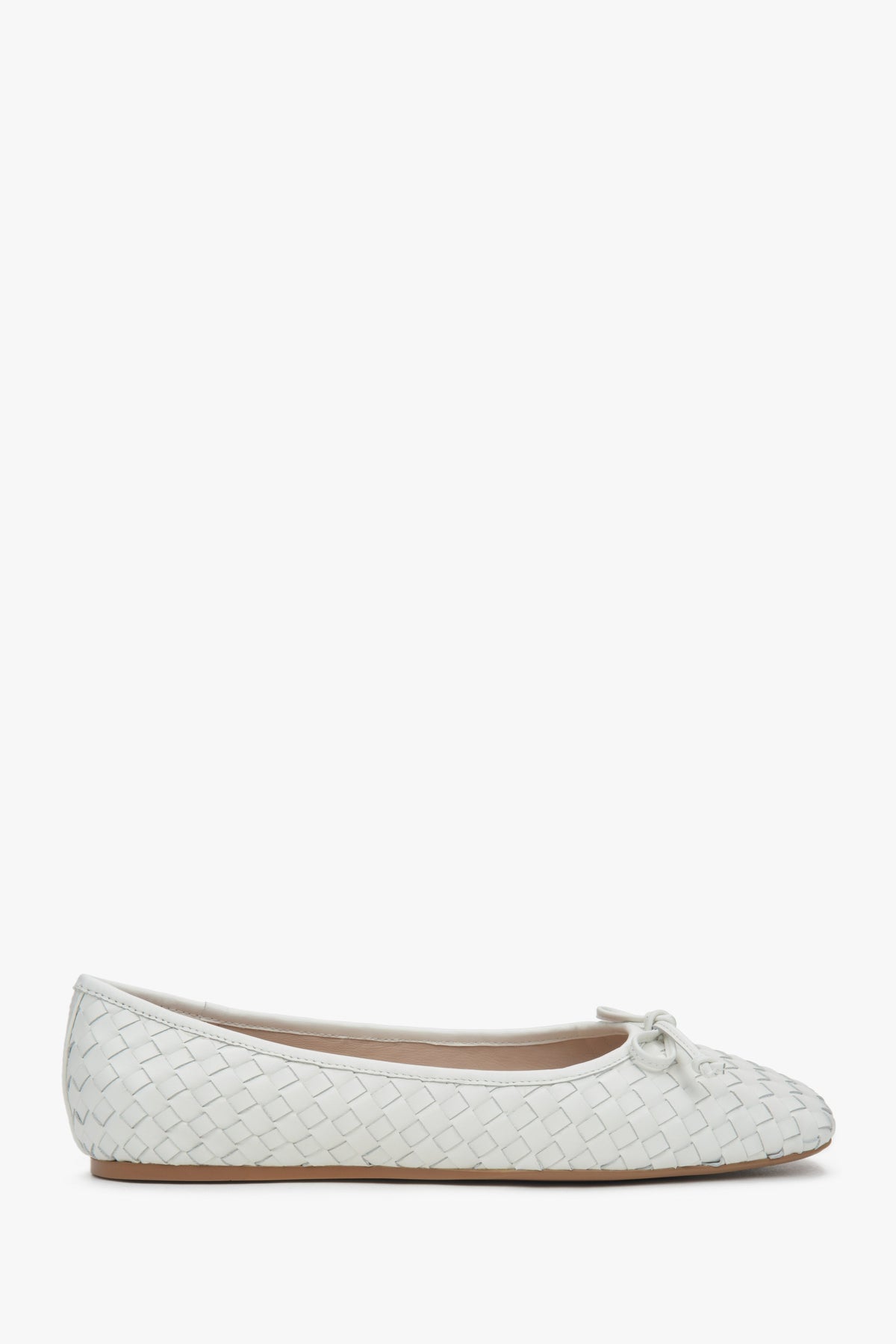 Weiße Damen Ballerinas aus geflochtenem Leder Modell Estro Seitenansicht ER00117155