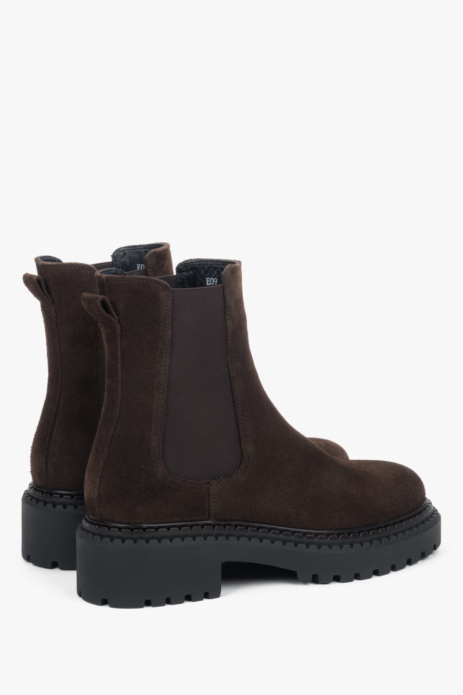 Bequeme Damen Chelsea-Boots aus echtem italienischem Velours, Sattelbraun, Plateau, Estro ER00118128