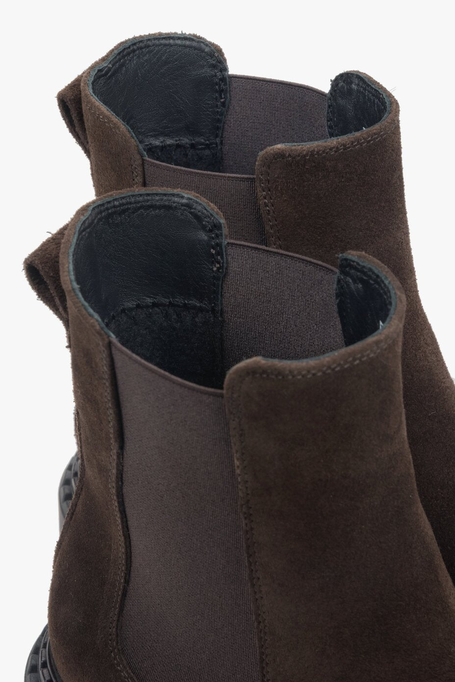 Estro Damen Chelsea-Boots mit Plateau, Sattelbraun, echtes italienisches Velours, ER00118128