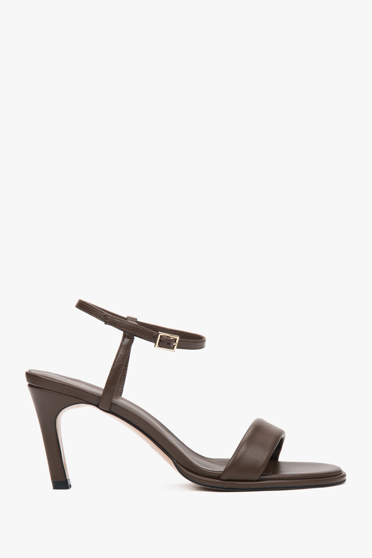 Absatzsandalen für Damen aus dunkelbraunem Echtleder Estro ER00117194.