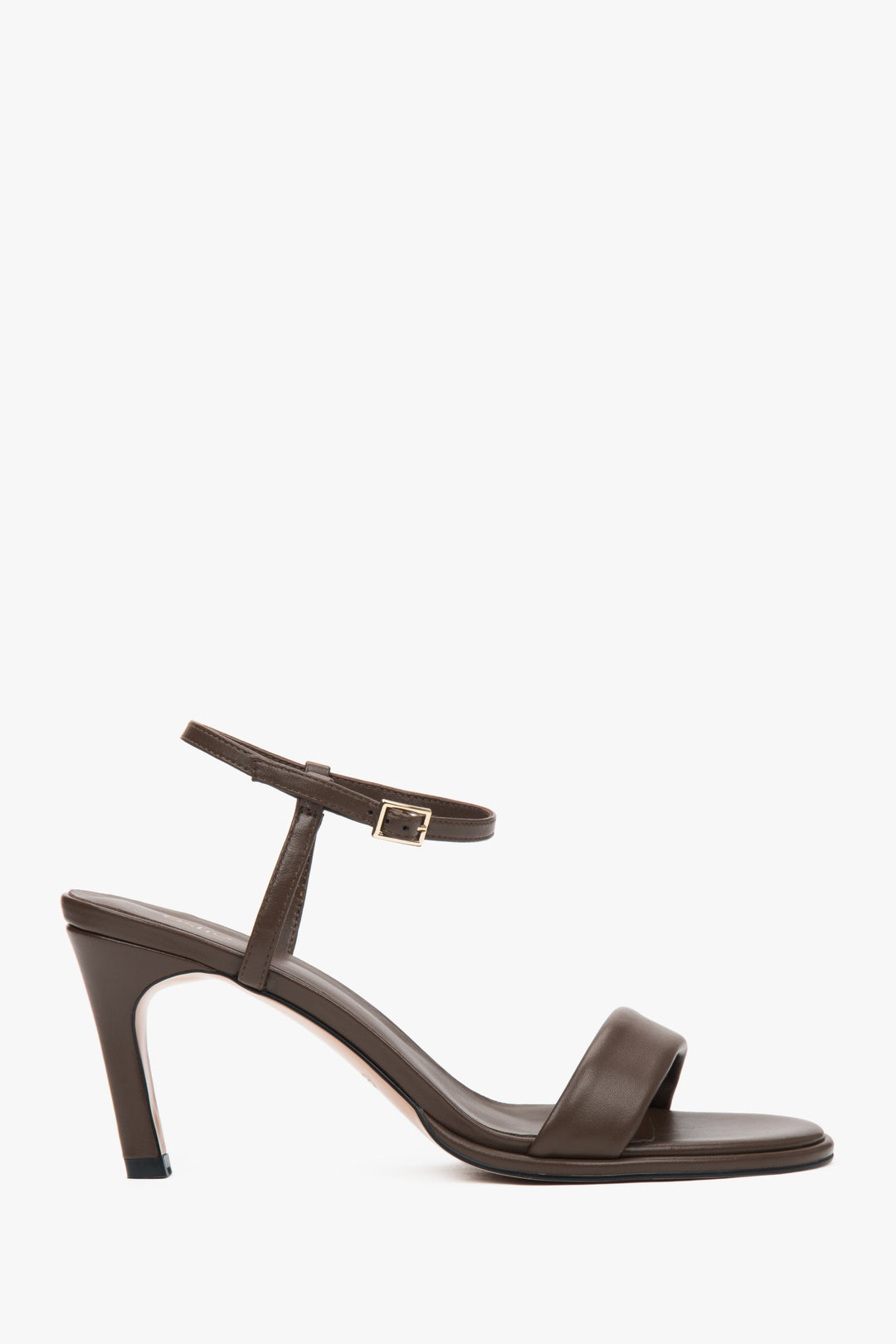 Absatzsandalen für Damen aus dunkelbraunem Echtleder Estro ER00117194.