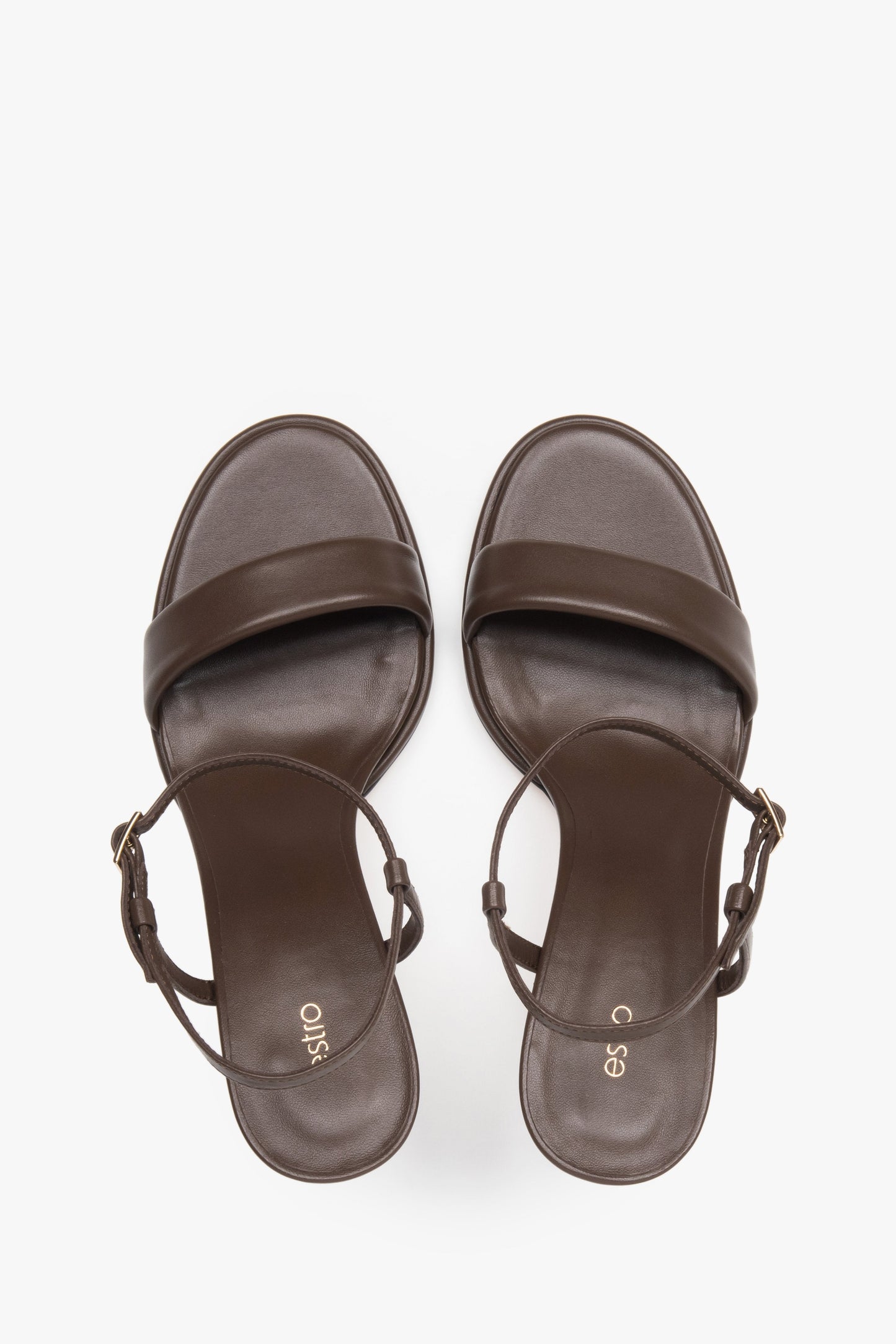 Bequeme dunkelbraune Damen-Sandalen von Estro aus Naturleder – von oben gesehen.