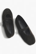 Damen Ballerinas in Dunkelbraun mit Schnalle aus weichem echtem Veloursleder Estro ER00116953