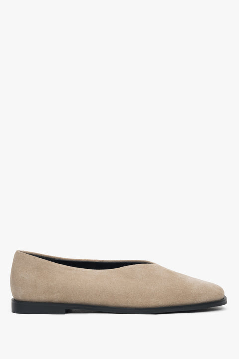 Beige Damen-Ballerinas im Barfuß-Stil aus weichem Velours Estro ER00117918.