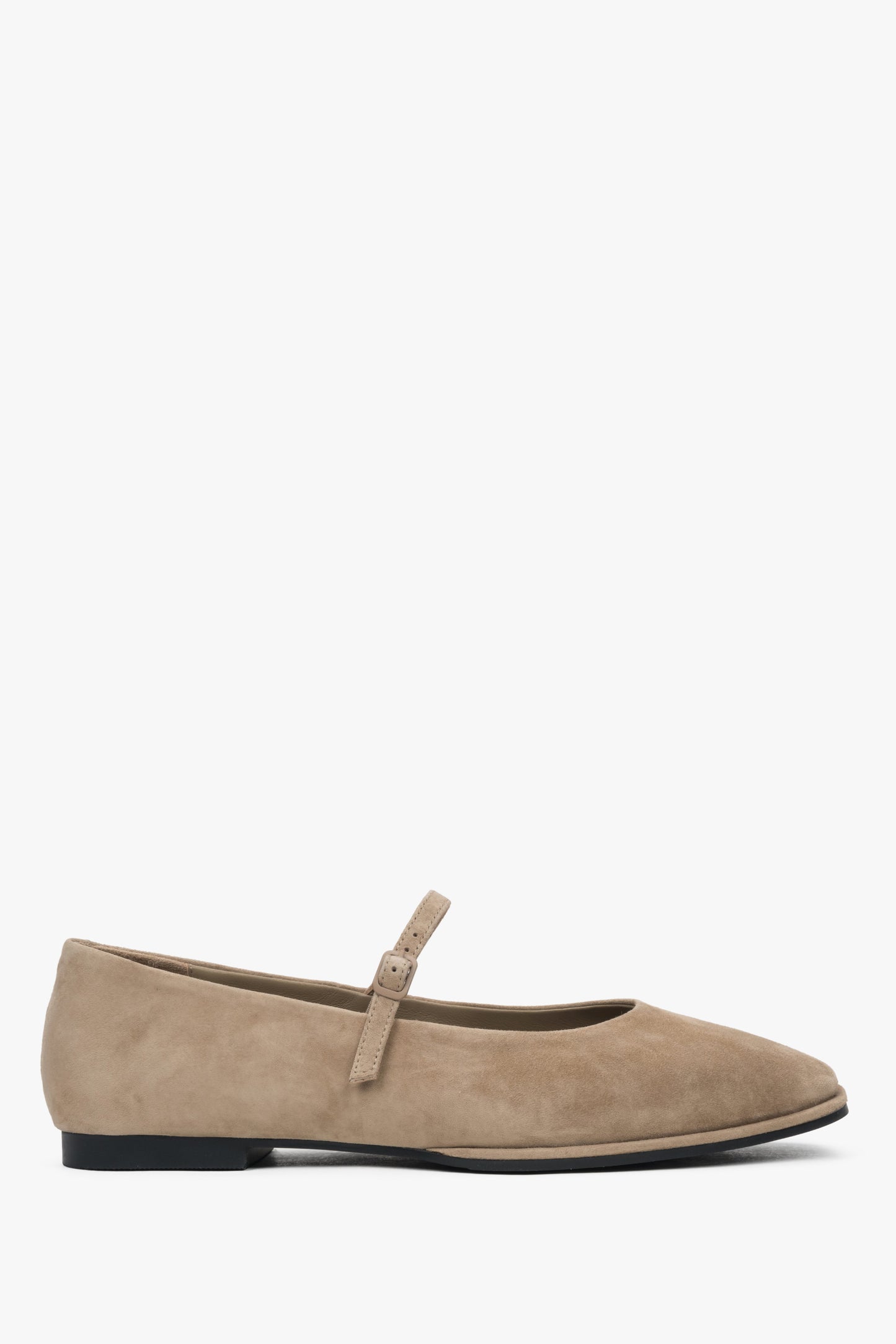 Beigefarbene Damen-Ballerinas aus weichem Naturveloursleder, Estro ER00117263