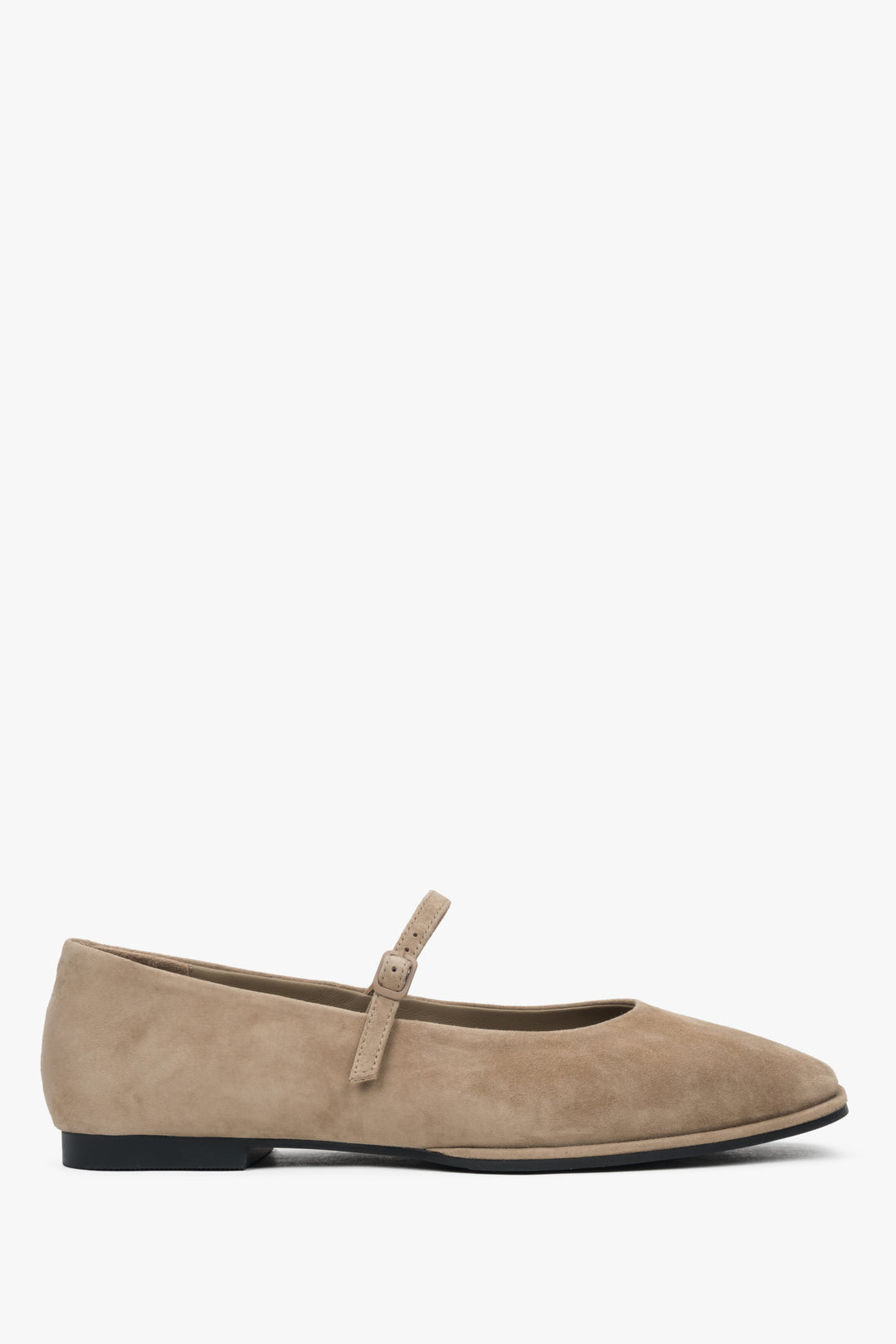 Beigefarbene Damen-Ballerinas aus weichem Naturveloursleder, Estro ER00117263