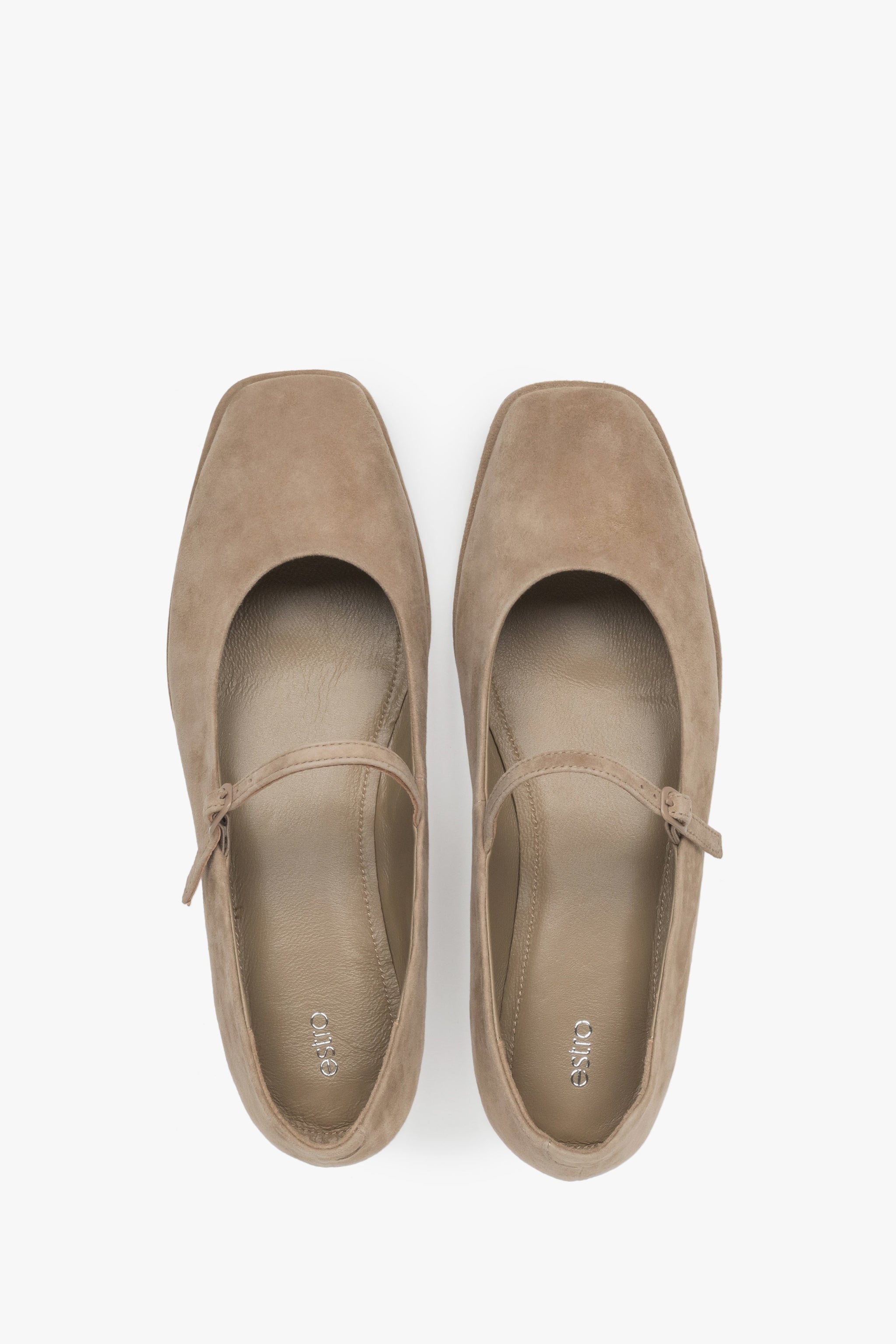Modische Damen-Ballerinas in beigem Naturleder, Estro ER00117263
