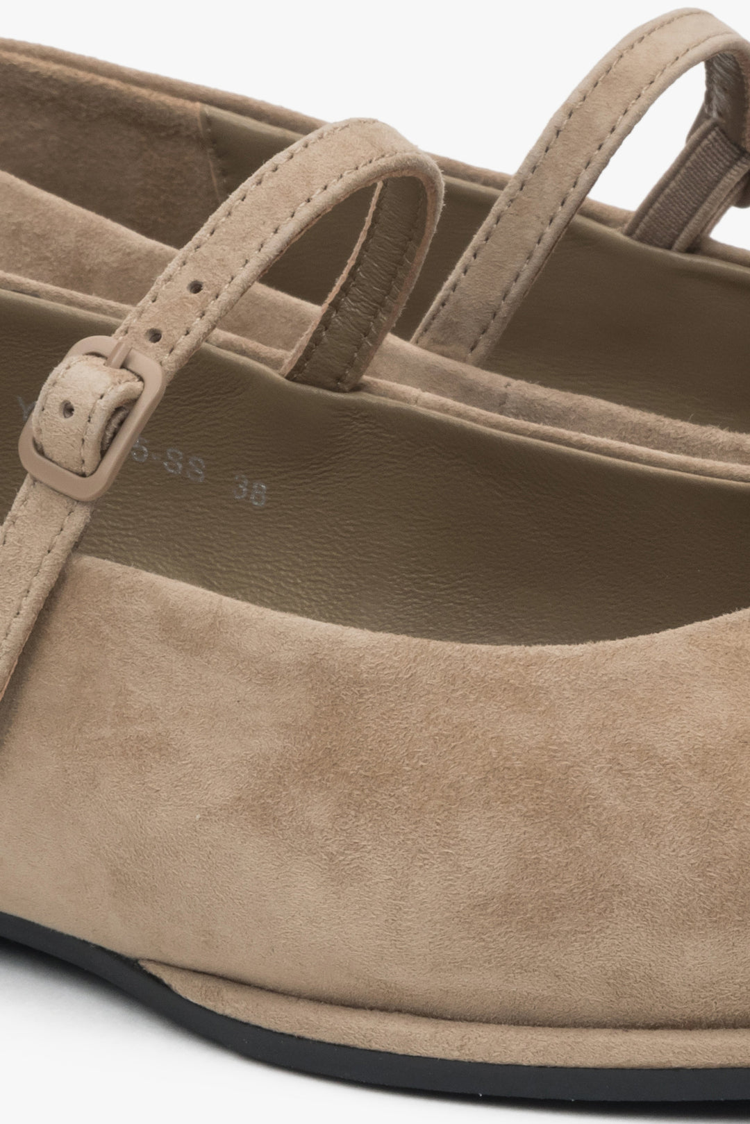 Weiche beigefarbene Ballerinas aus Echtleder für Damen, Estro ER00117263