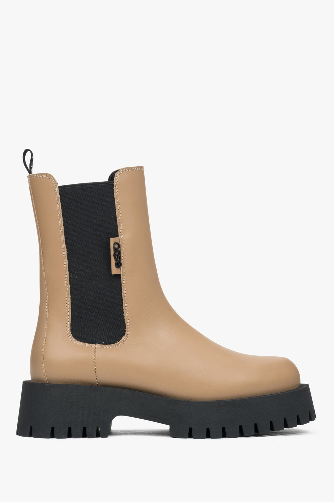Beiger Damen-Chelsea-Boot aus edlem italienischem Echtleder Estro ER00116251.