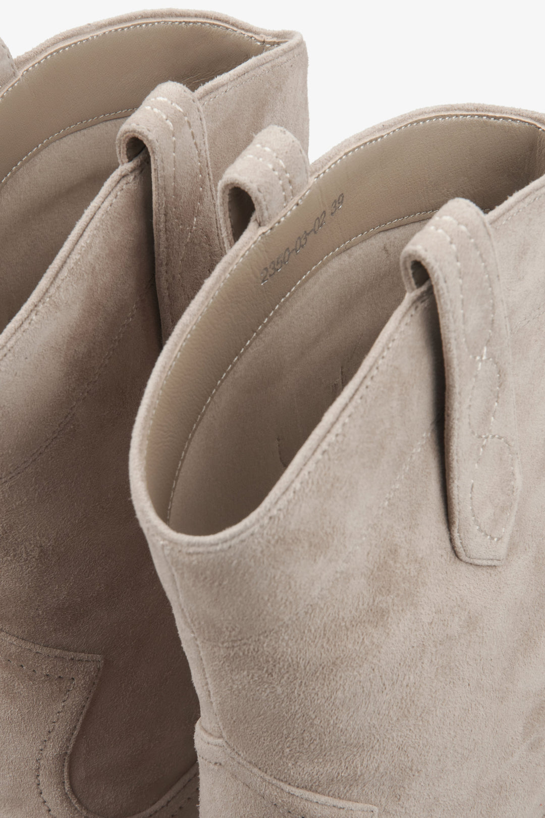 Damen-Cowboystiefel aus beigem Veloursleder Estro ER00116174