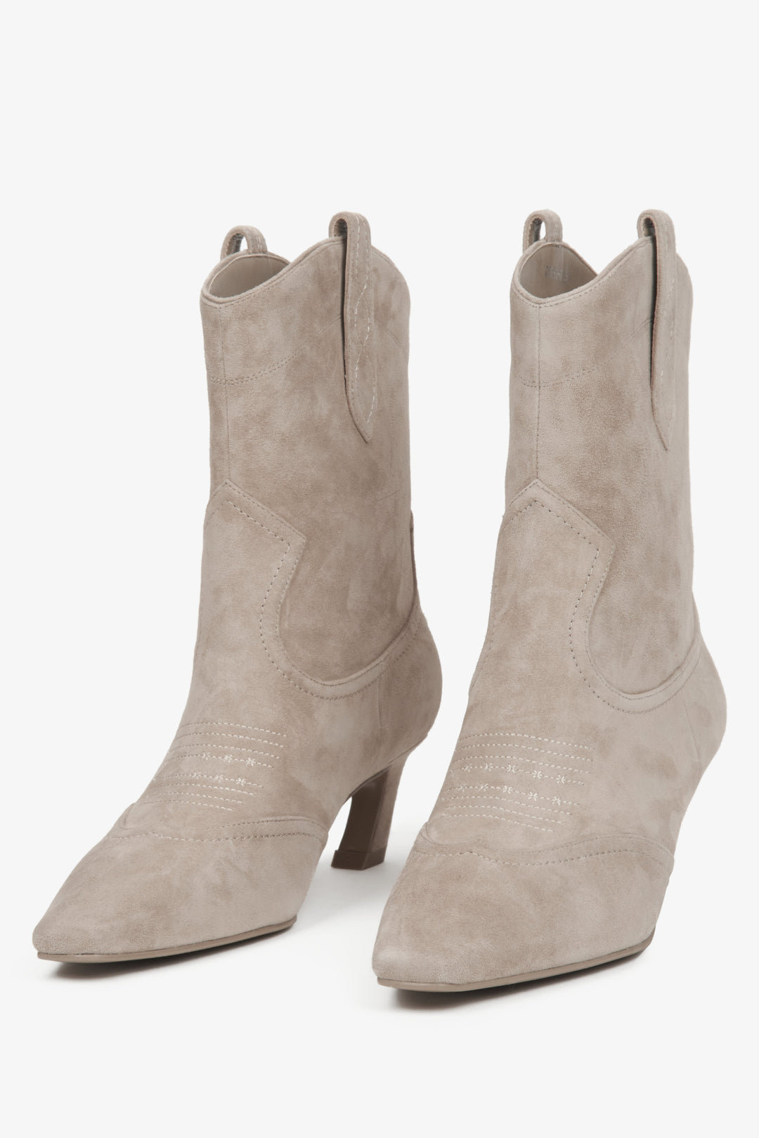 Beigefarbene Velourslederstiefel für Damen Estro ER00116174