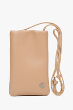 Beige Damen-Handytasche aus echtem Leder Estro ER00116882.