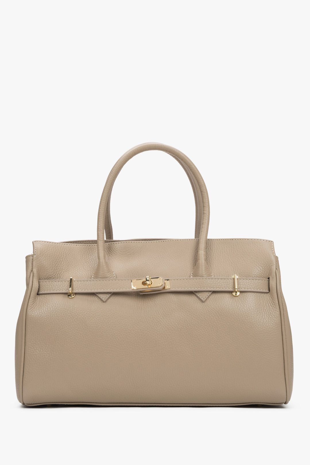 Beige Damen-Henkeltasche aus edlem italienischem Echtleder in Übergröße Estro ER00116801.