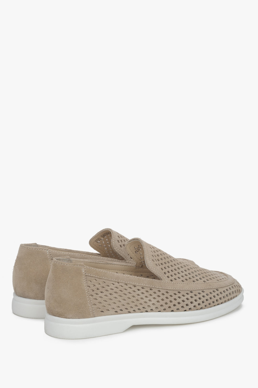 Damen Loafer aus beigem italienischem Veloursleder mit Perforation Estro ER00117585