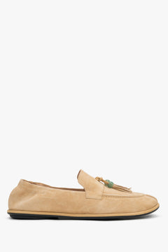 Rechte Seitenansicht des beigen Damen-Loafers im Barefoot-Stil