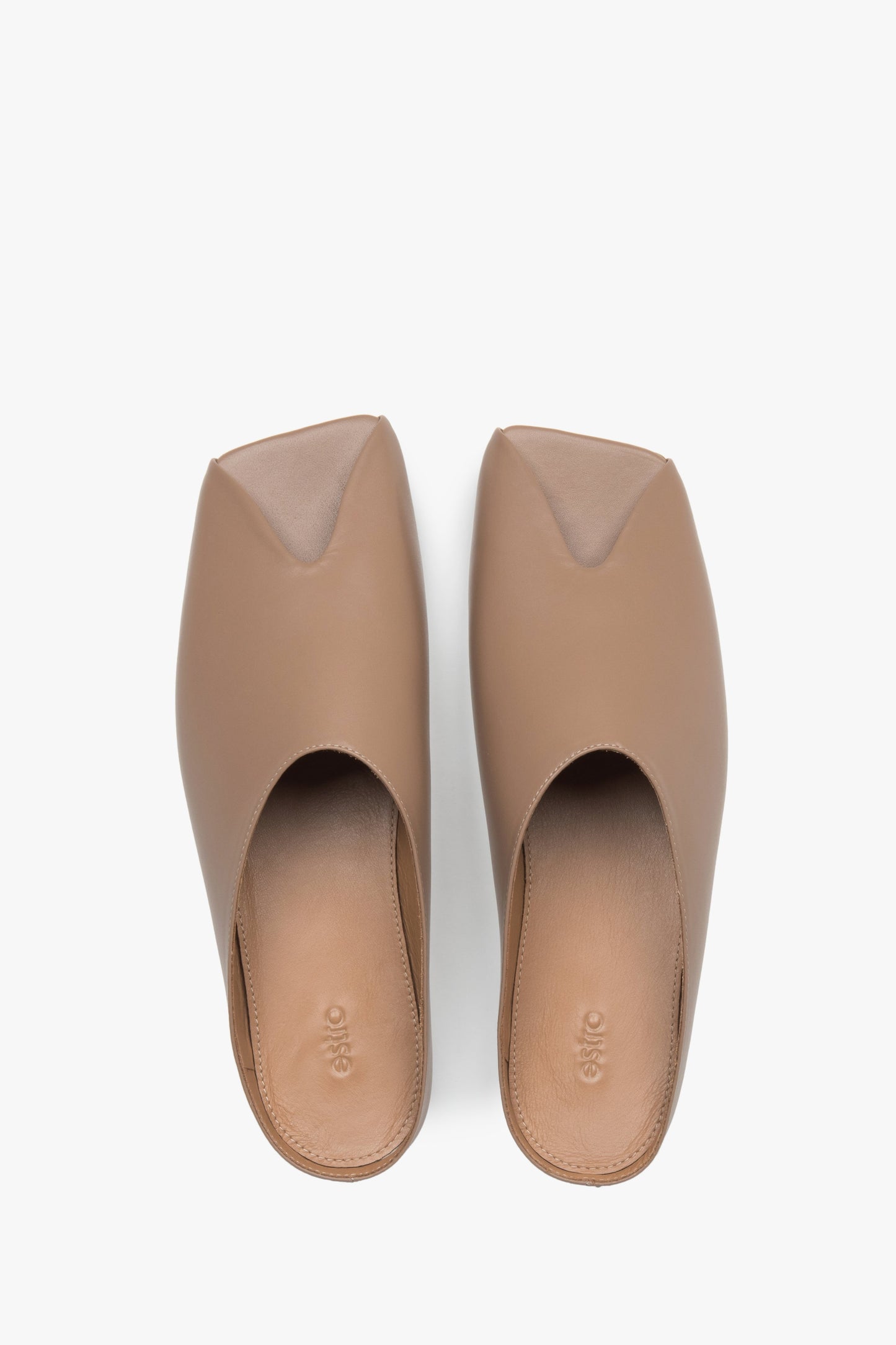 Damen Beige Slide Sandalen aus italienischem Echtleder Estro ER00117079