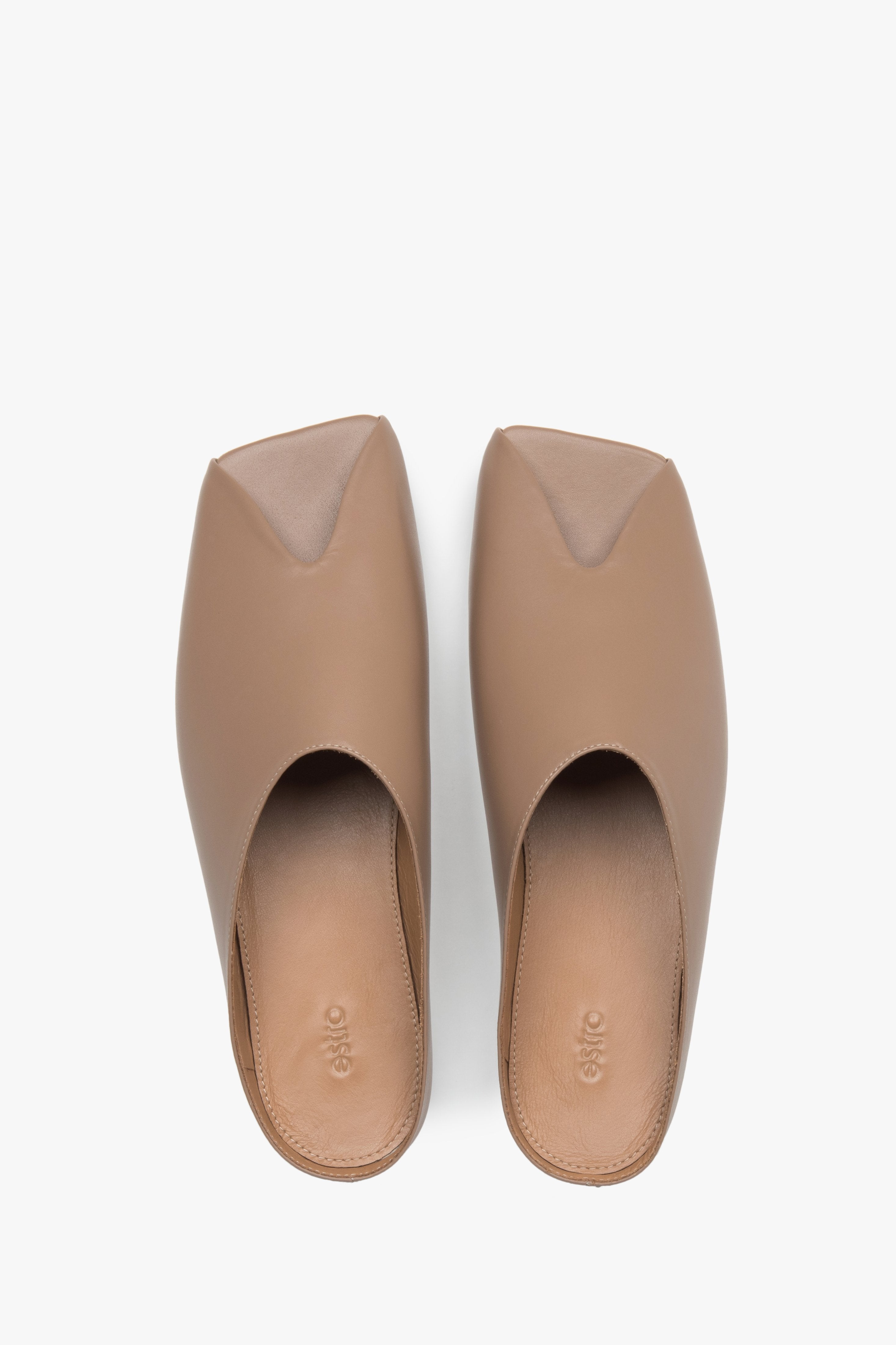 Damen Beige Slide Sandalen aus italienischem Echtleder Estro ER00117079