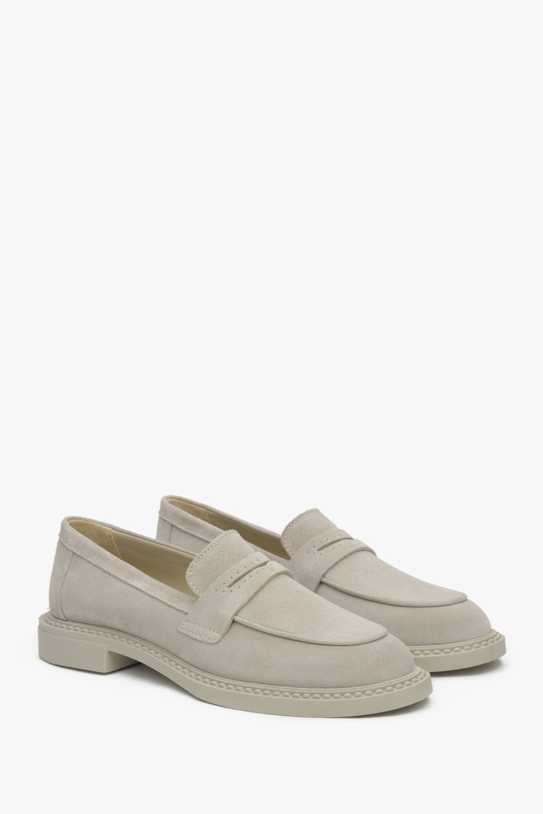 Beige Damen-Loafer mit flacher Sohle Estro ER00117127