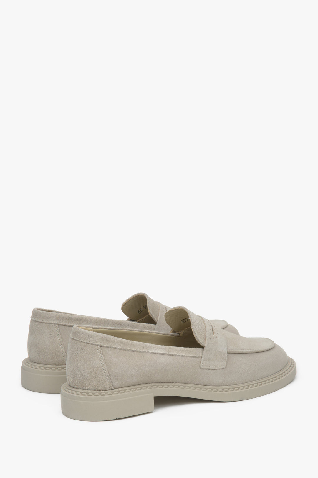 Klassische beige Damen-Penny-Loafer aus italienischem Veloursleder Estro ER00117127
