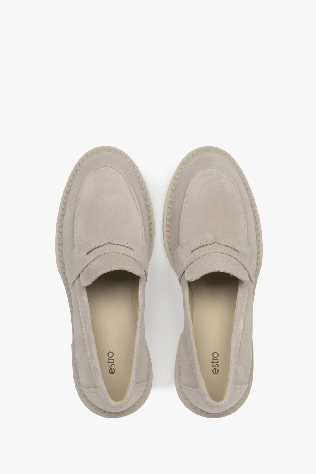 Seitenansicht eines beigen Penny-Loafers für Damen Estro ER00117127