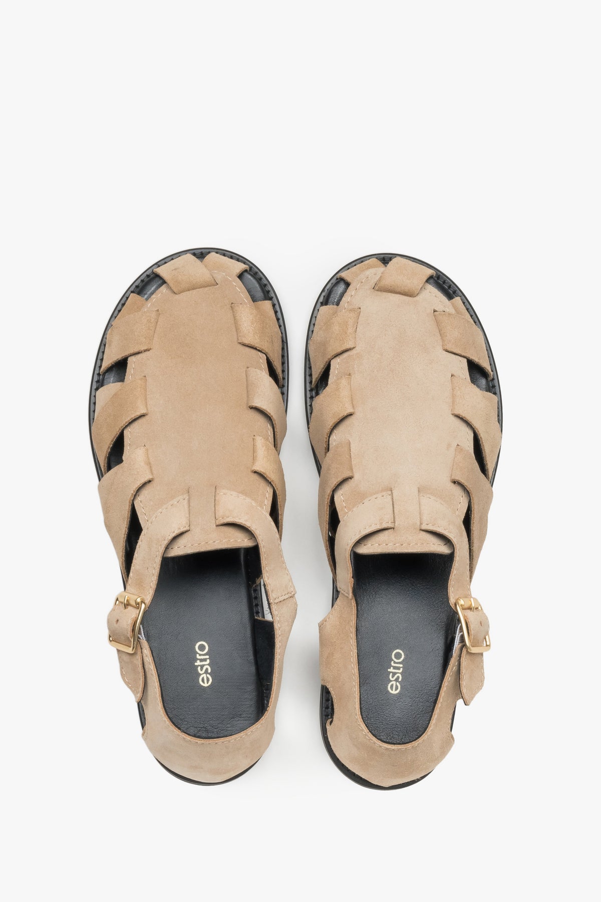 Beige Damen-Sandalen im Fisherman-Stil von oben als Paar