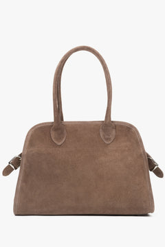 Beige Damen-Satchel-Tasche aus edlem italienischem Velours Estro ER00116694.