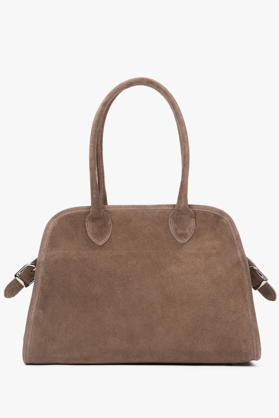 Beige Damen-Satchel-Tasche aus edlem italienischem Velours Estro ER00116694.