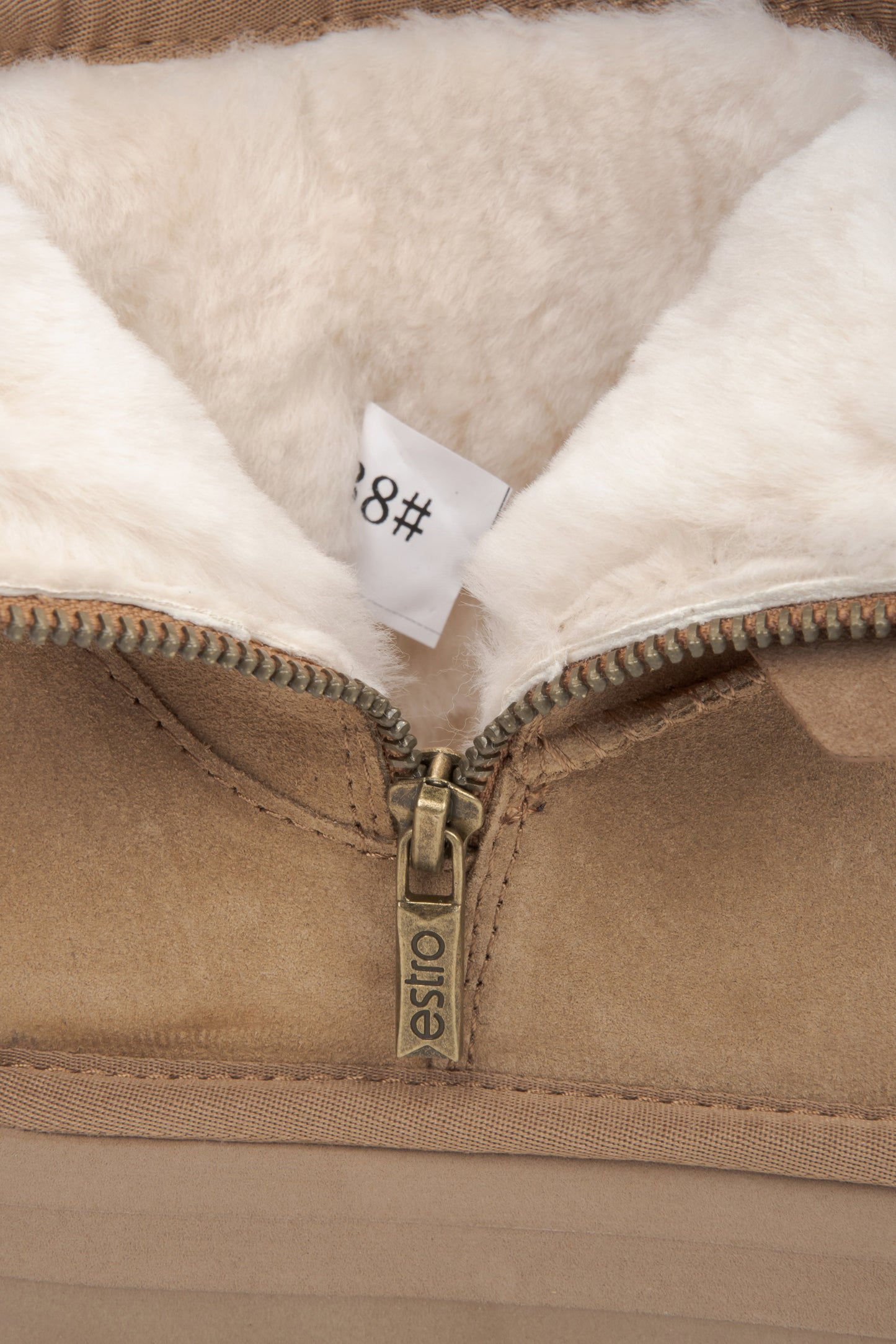 Warm and stylish beige women’s snow boots, crafted from genuine velour with a fur-lined interior.
