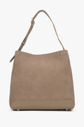 Beige Damen-Schultertasche aus echtem Velours Estro ER00116608.