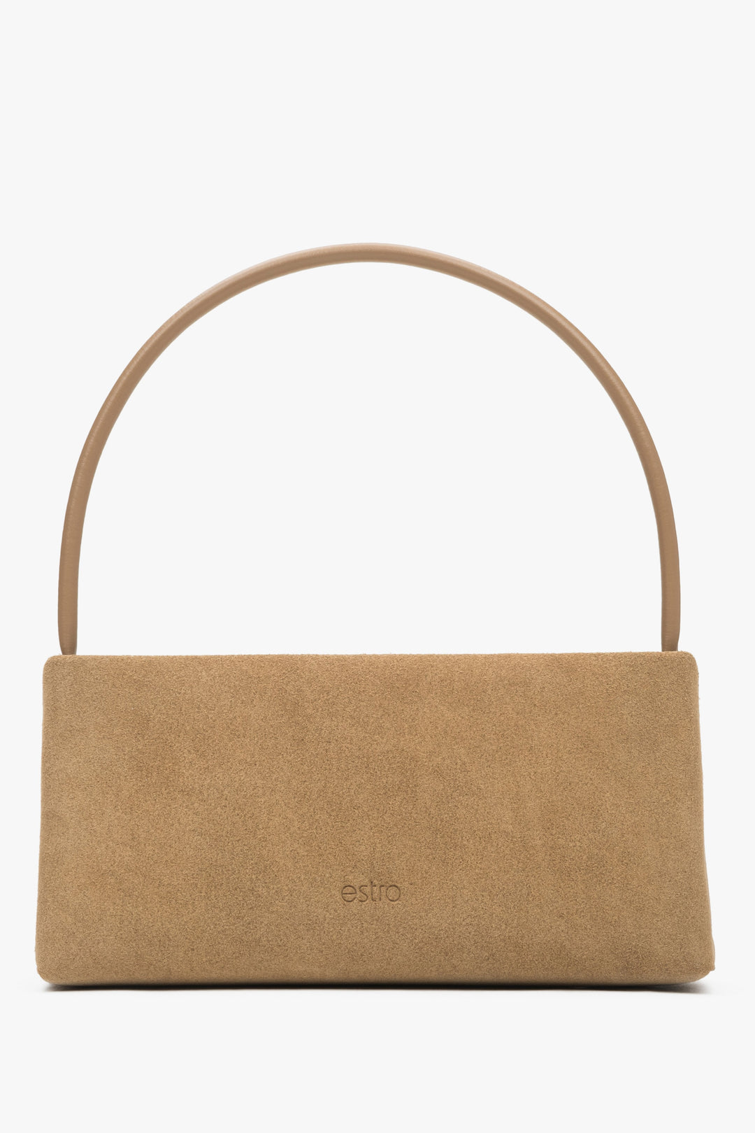 Beige Damen-Schultertasche aus echtem Velours Estro ER00116823.