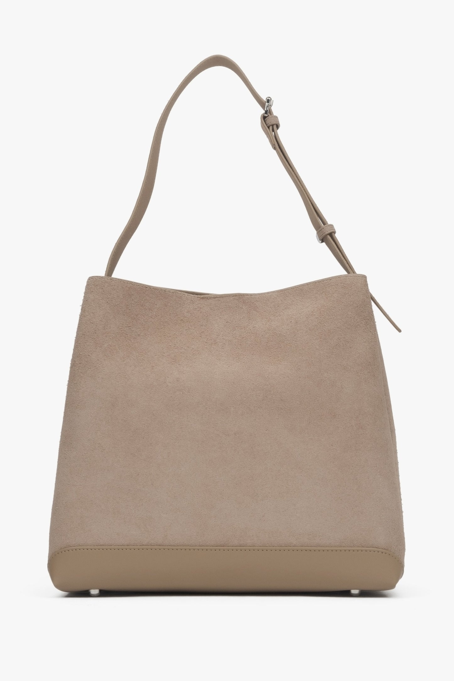 Beige Estro-Tasche aus echtem Veloursleder.