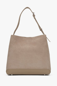 Beige Estro-Tasche aus echtem Veloursleder.