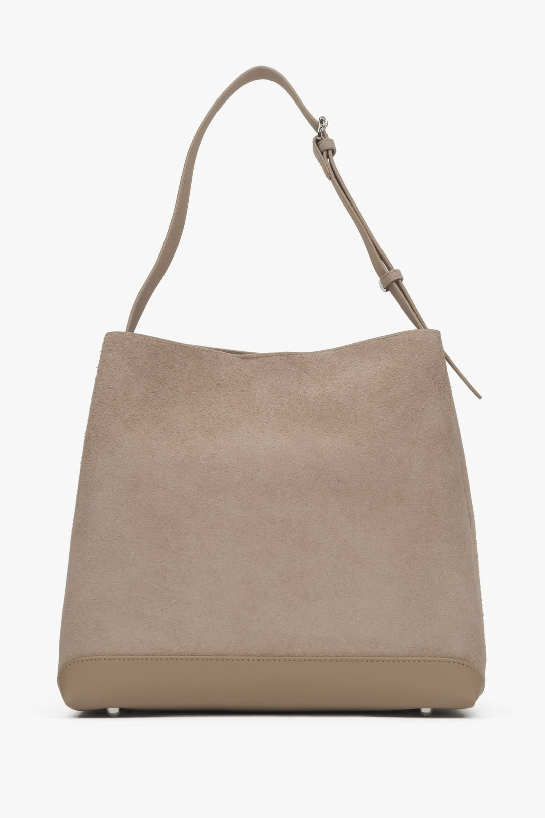 Beige Estro-Tasche aus echtem Veloursleder.