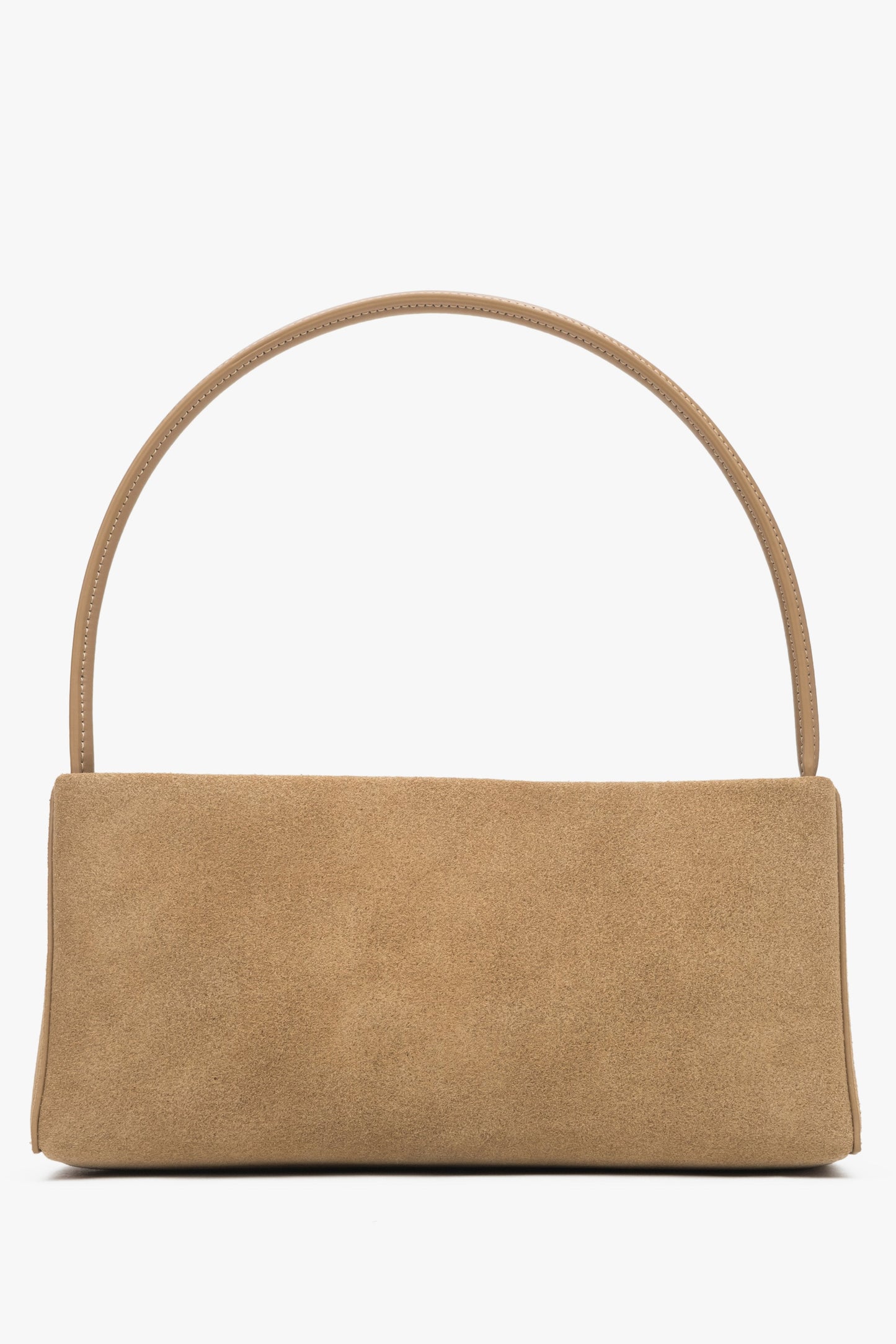Damen-Umhängetasche in Beige aus natürlichem Veloursleder von Estro.