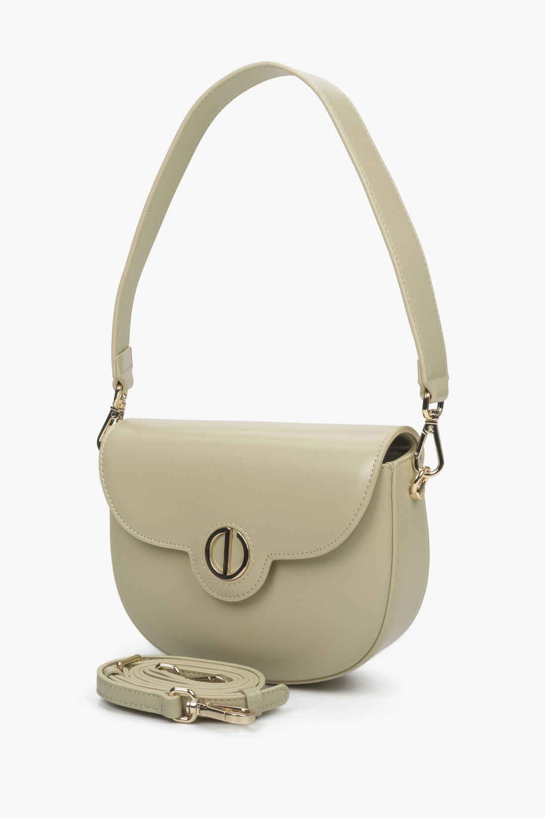 Beige Damen-Schultertasche mit edlen Goldakzenten Estro ER00114423.