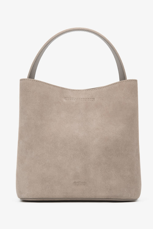 Rückansicht der eleganten beige Damen-Handtasche von Estro.